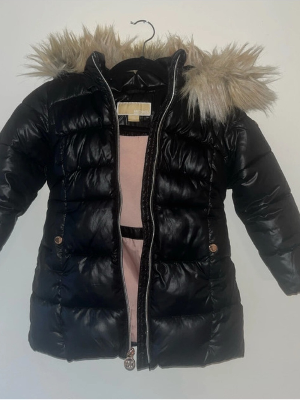Michael Kors Black Puffer Jacket with Pink Lining